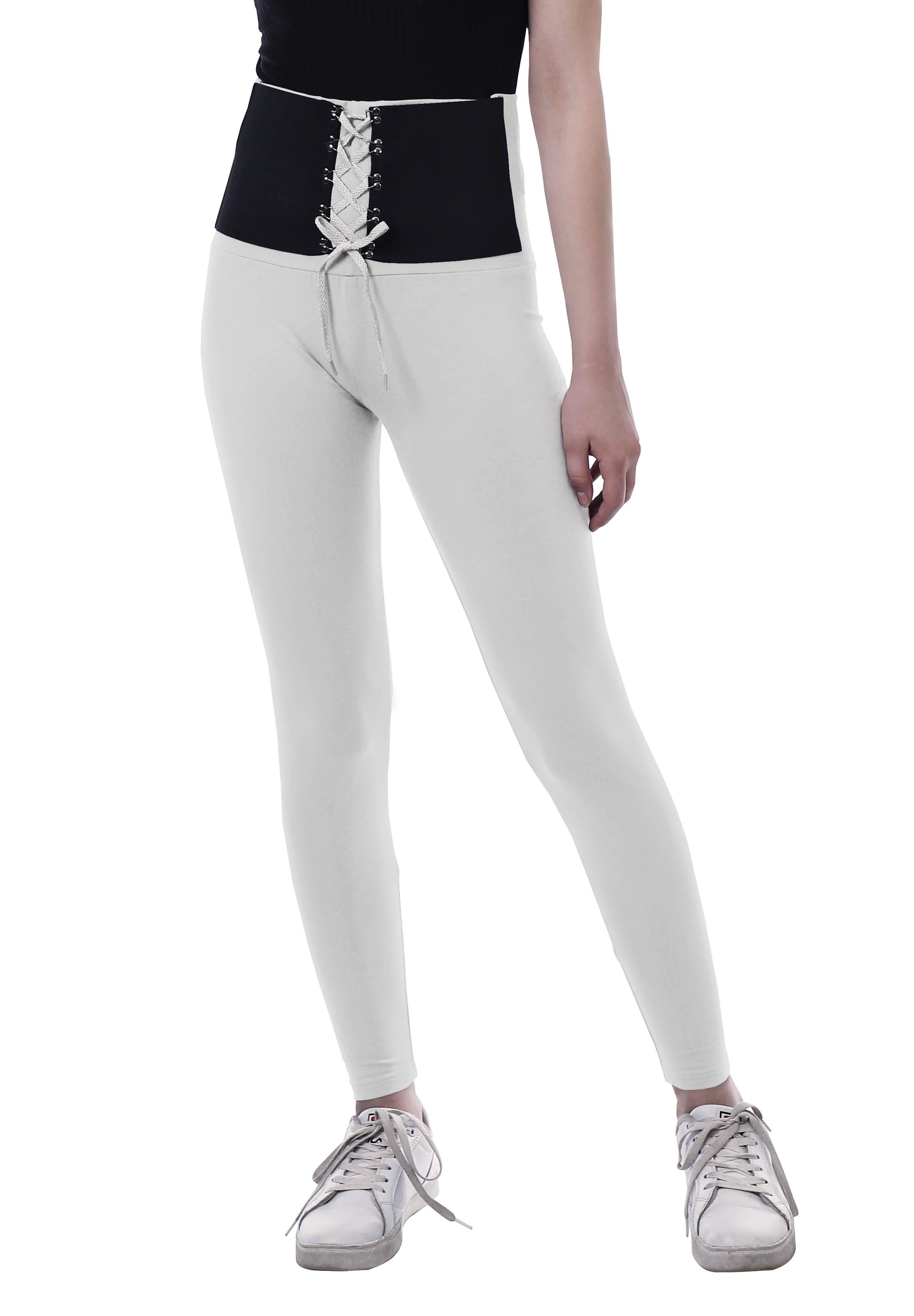 

Moomaya Womens High Waisted Yoga Pants Corset Style Trendy Leggings XS білий