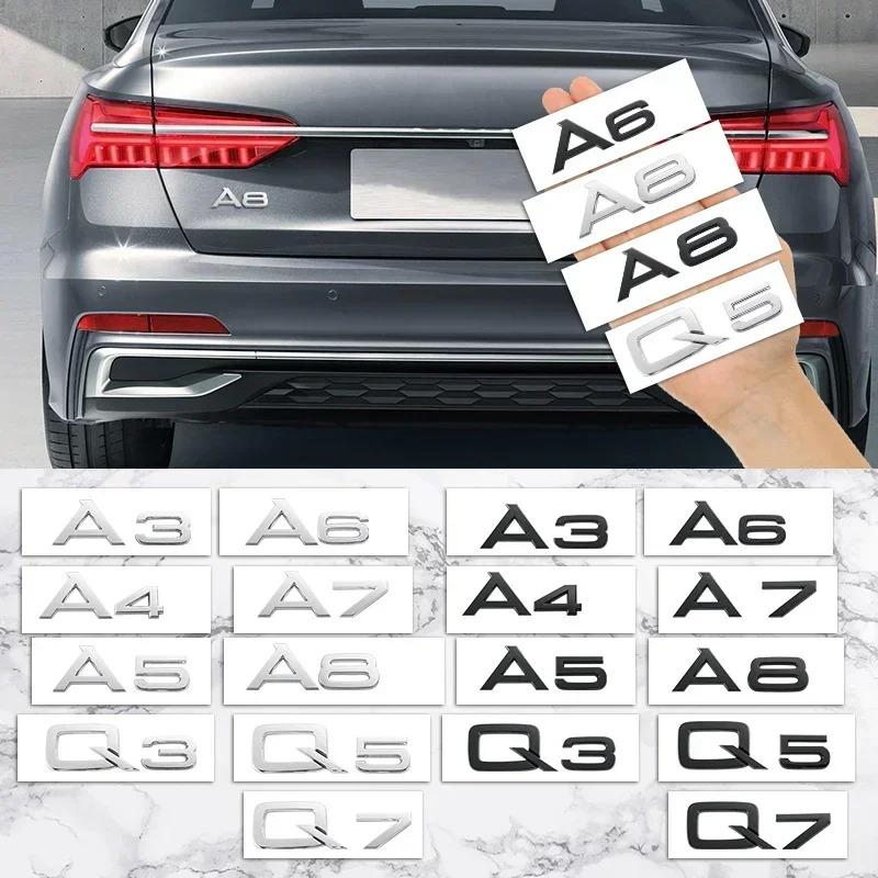 2026 Hot 3D Letters Numbers Emblem for Audi A3 A4 A5 A6 A7 A8 Q2 Q3 Q5 Q7 Car Trunk Lid Nameplate Badge Logo Sticker Chrome Glossy Black