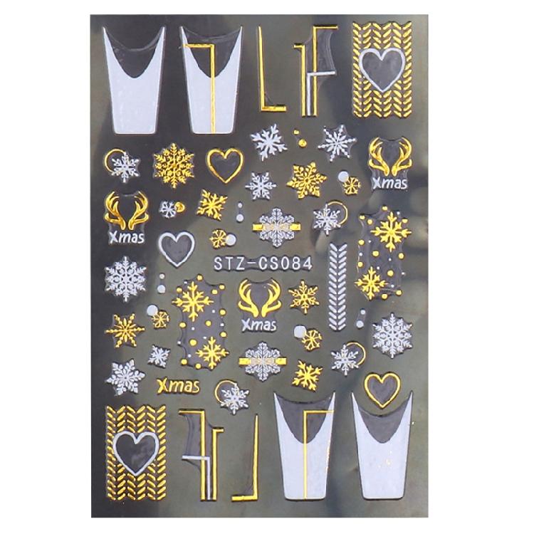 Christmas Nail Stickers 3D Xmas Design Self-adhesive Nail Decals Nail DIY Decor