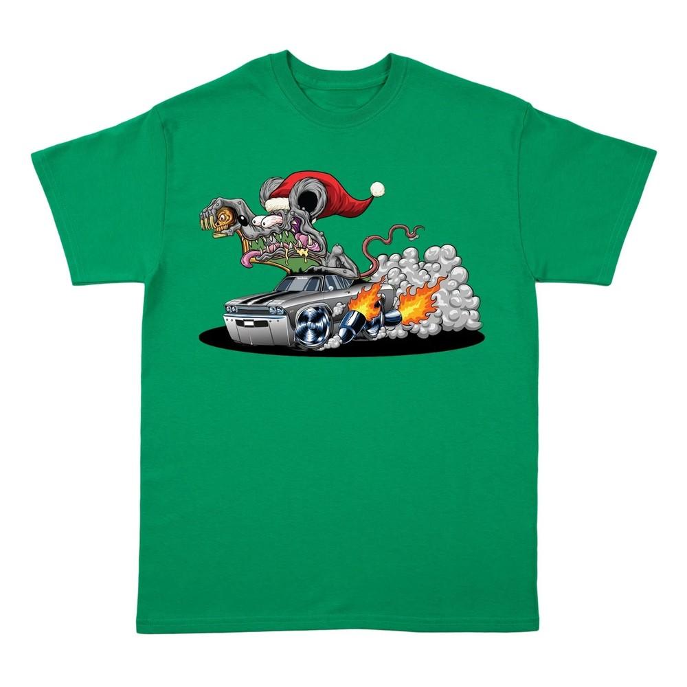 Ed Roth RAT FINK Weihnachtsfeiertag Weihnachtsmann Hemd Grün Unisex S-5XL HS351 Unisex T-Shirt