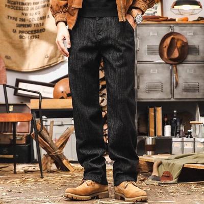 Jieleinuo Men's American Classic Loose Fit Straight Leg Fade-Resistant Jeans