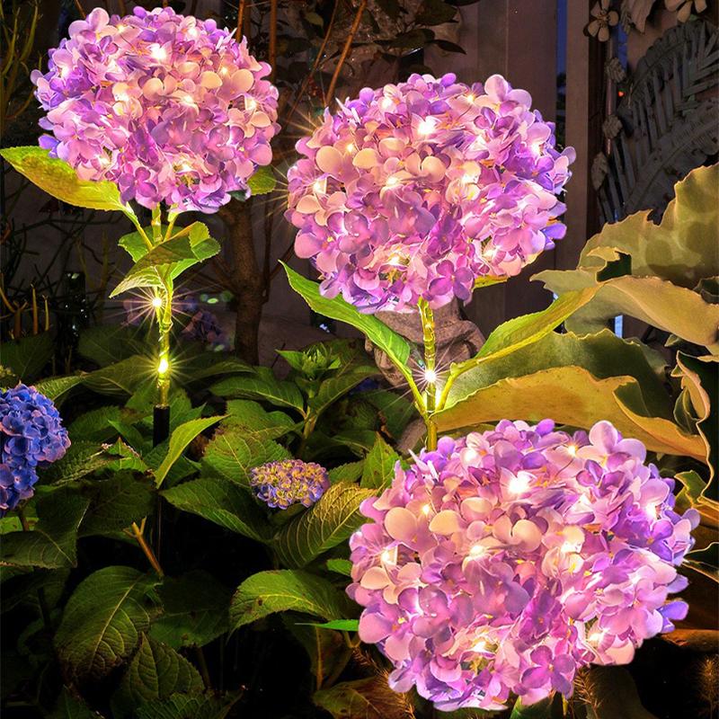 Solar Garden Lights Outdoor Waterproof LED Hydrangea Flower Light Villa Courtyard Decoration Lawn Landscape Lighting Solar Lamp