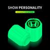 CMEAH1 4PCS Luminous Car Tire Valve Cap Fluorescent Night Glowing Decor For Honda Civic Fit Jazz Accord Pilot Passport CRV BRV HRV