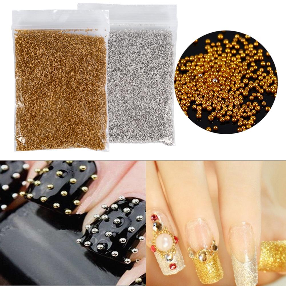 1 Bag Nail Art Decoration Manicure Glitter Metal Mini Beads For Nail Art DIY 2 Colors