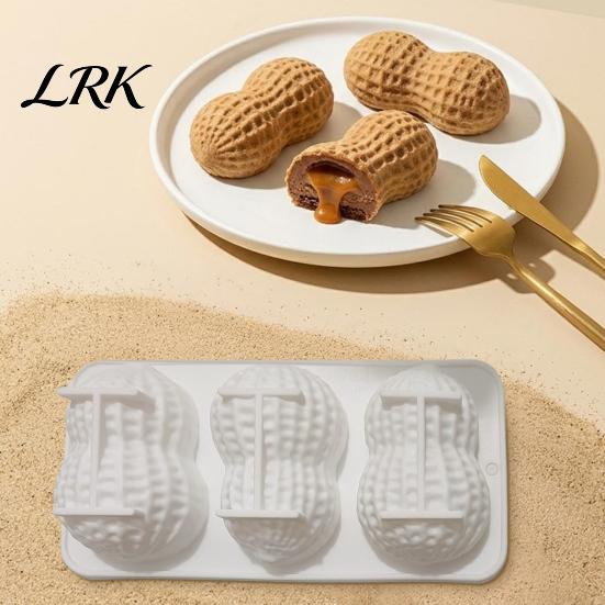 Versatile Kitchen Dessert Mold Peanut Shaped Silicone Baking Mold, with 3 Cavity, Flexible Non-stick Heat Resistant Tool Tray, for DIY Chocolate