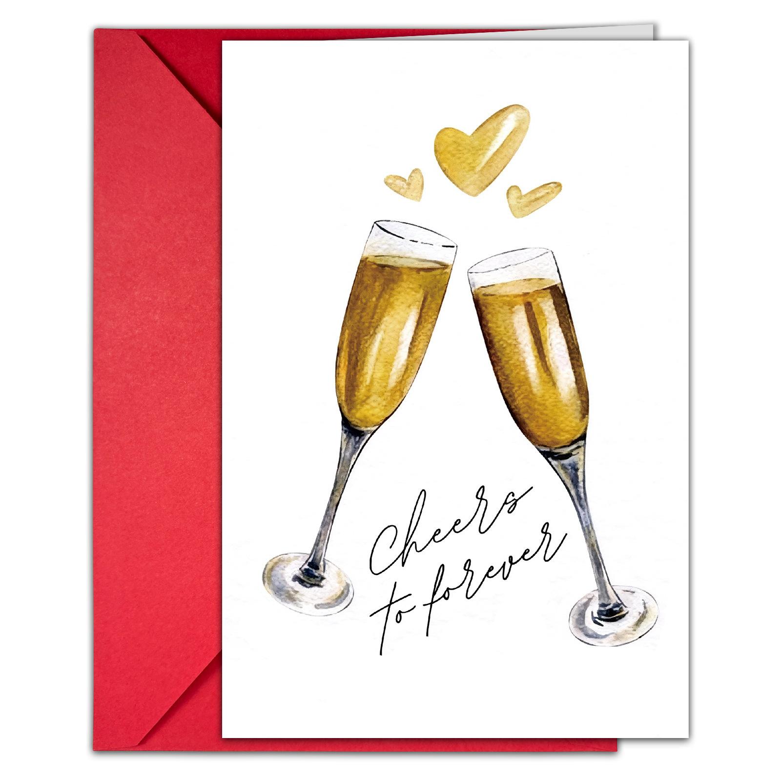 

Champagne Love Wedding Card Envelope Set Cheers To Forever Themed Romantic Celebration Blessing Card T020402191