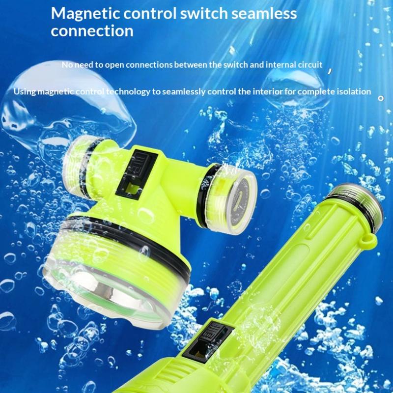 Bright Underwater Flashlight Headlamp Waterproof Diving Torch 200 Meters Night Dive Lighting Torch With Anti-Slip Rope