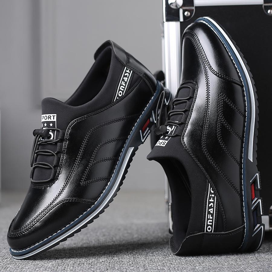 Vysoce kvalitní kožené boty velké velikosti pro volný čas Muži Business Móda Pánské Kožené boty Výprodej Prodyšné Běžné Pánské Boty Černá