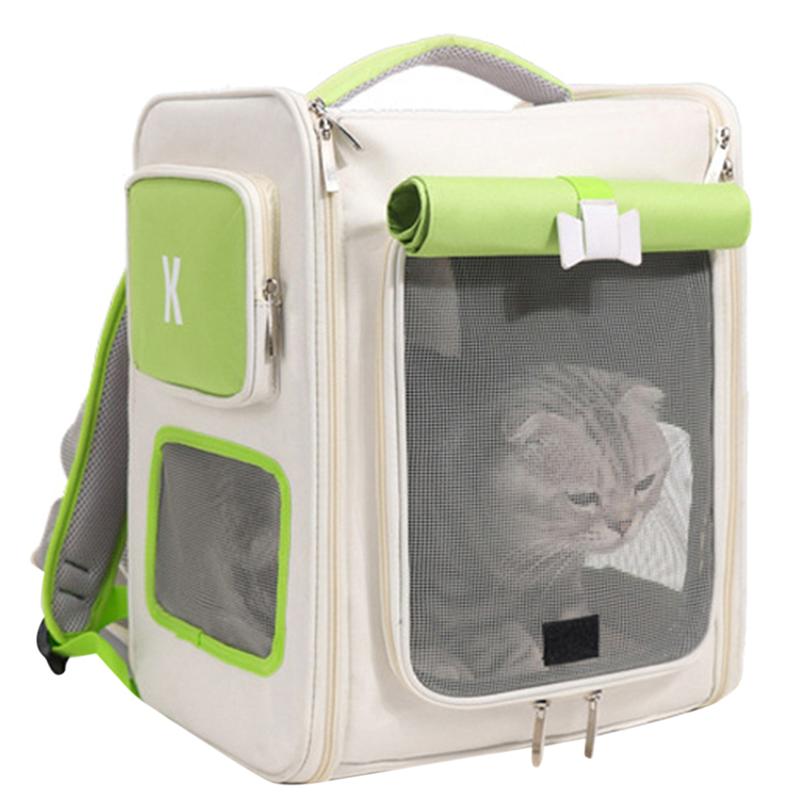 

Large Capacity Cat Expandable Backpack Breathable Foldable Cat Carrier Bag Portable Pet Travel Bag Suit For Pets 7.5Kg B зелений