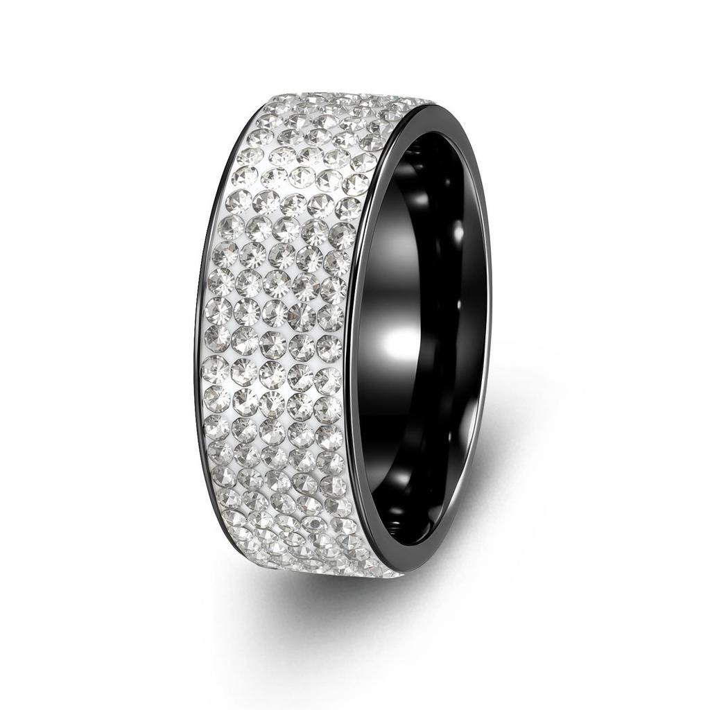 Anello di Coppia in Acciaio Titanio e Diamante Stile Europeo e Americano - Gioielli alla Moda in Acciaio Inossidabile