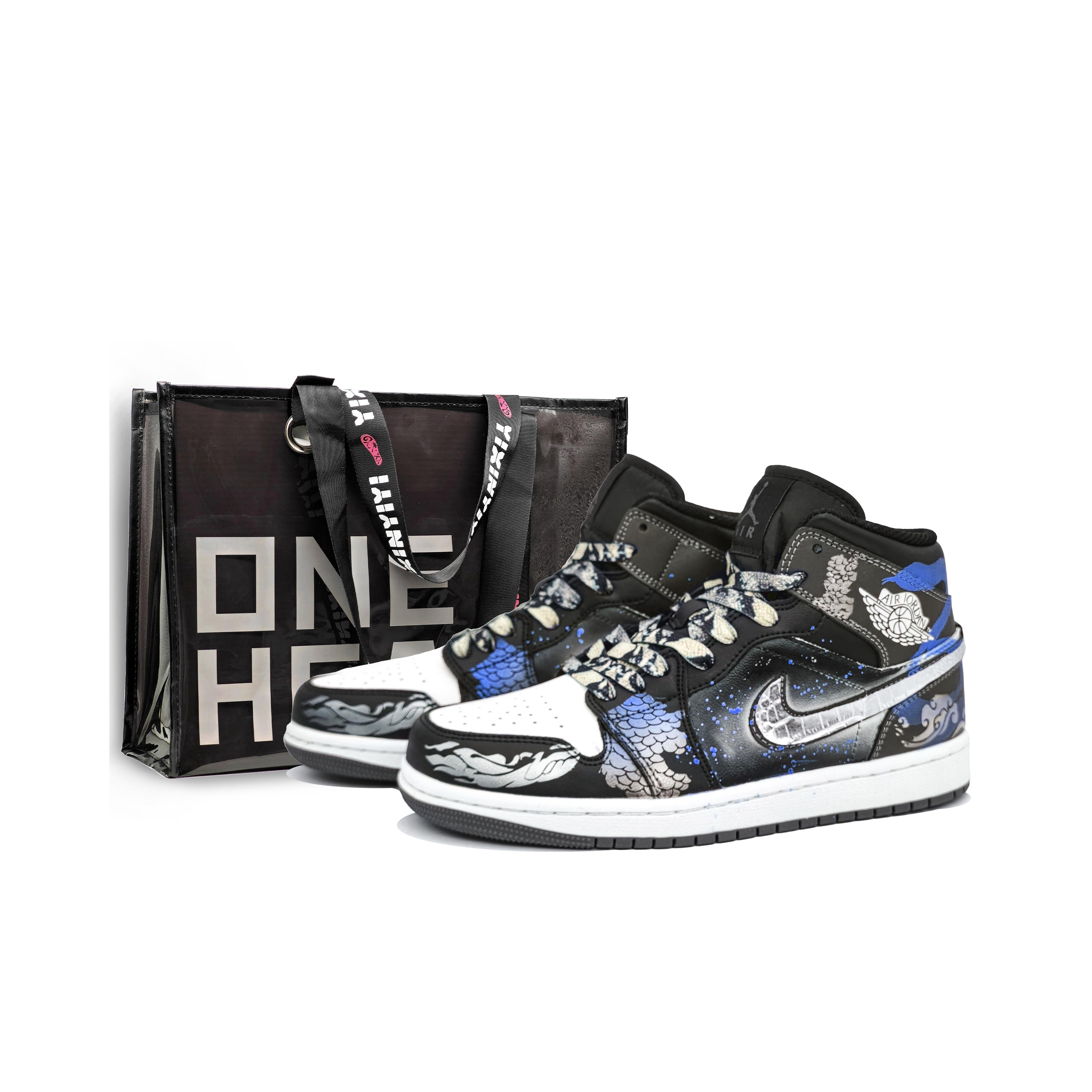 

Jordan Air Jordan 1 Abrasion Resistant Abrasion Resistant Mid top Vintage Basketball Shoes Unisex Silver Snake Blue DQ8426-001(Team400-) 40.5