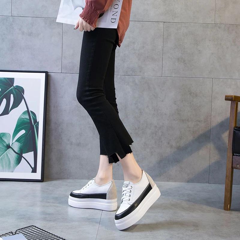 Fashion Casual Sport Sneakers Women Thick Bottom Shoes Woman 2024 Fashion Chunky Flat High Heel Tennis Females Platform Splicing Daily