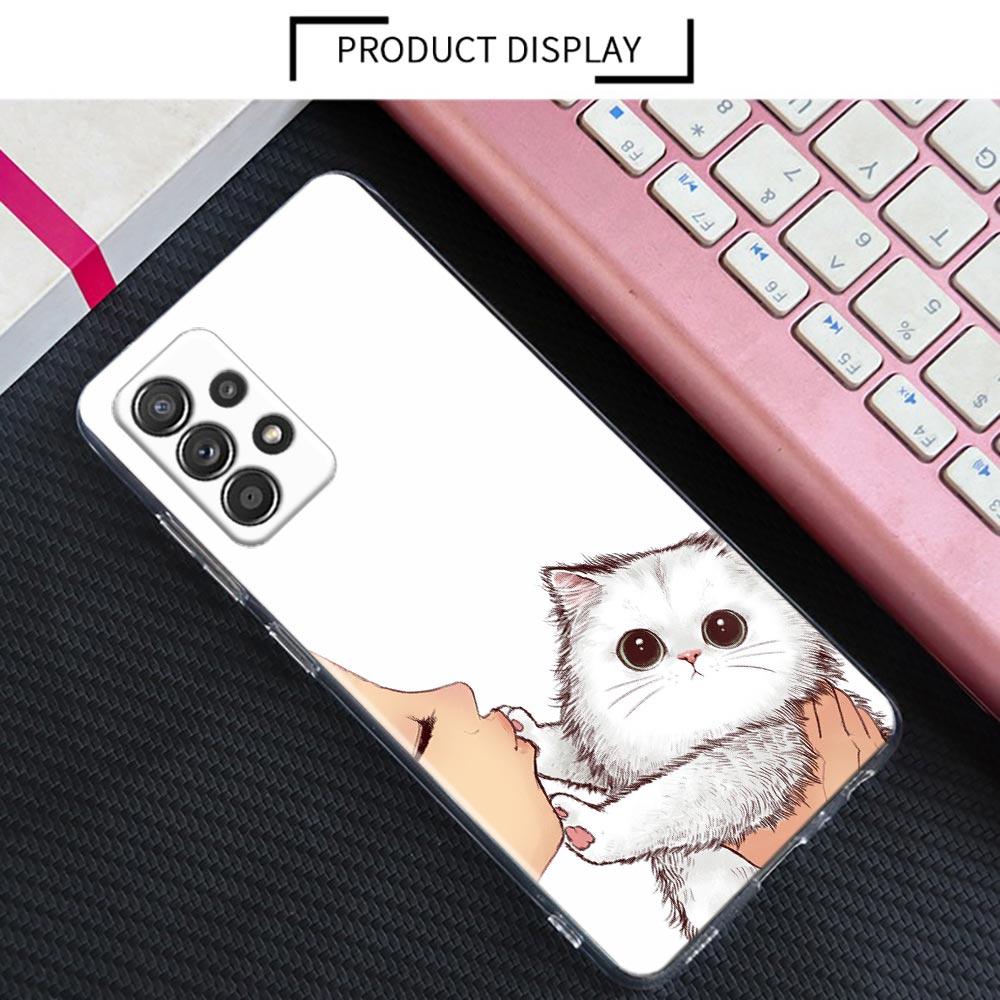 Cute Cat Don't Kiss Me Clear Case For Samsung Galaxy A52 5G A53 A72 A53 A73 A51 A33 A32 A41 A22 A23 Soft Phone Cover