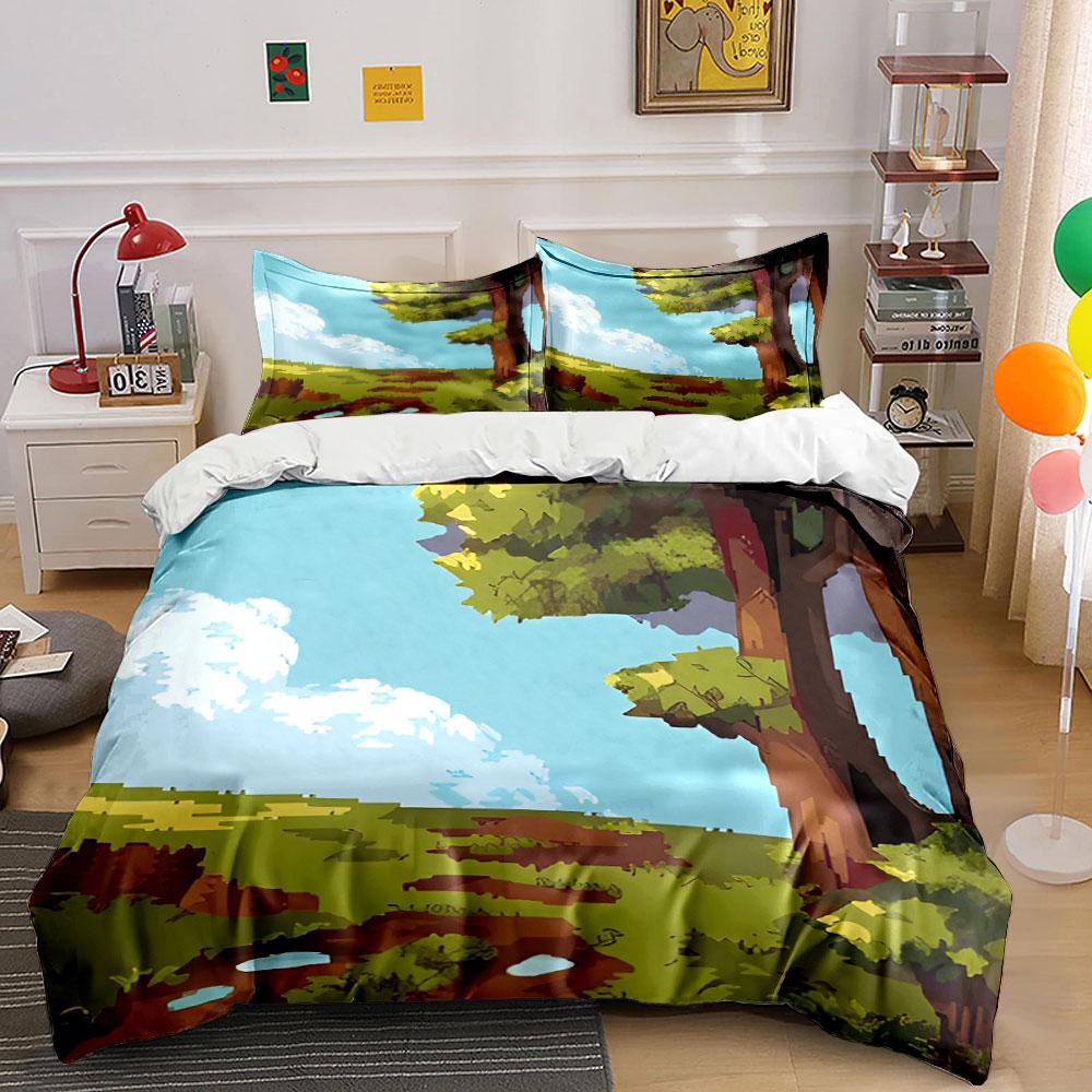 Whimsical Pixel Forest Enchantment. Bedding Sets Duvet Covers Pillowcases(1* Duvet Cover 2* Pillowcases Without Duvet Insert)