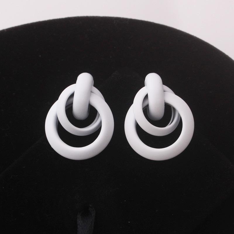 New Fashion Twisted Dangle Earrings for Women Hollow Round Double-layers Metal Drop Earrings European Bohemian pendientes mujer