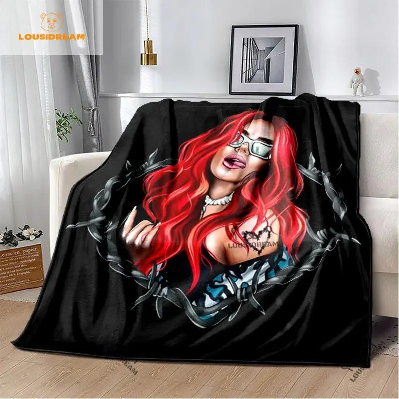 Karol G Bichota Blanket Personalized Warm Plush Cozy Home Girl Throw Blanket for Beding Comfortable Couch Lightweight Blanket