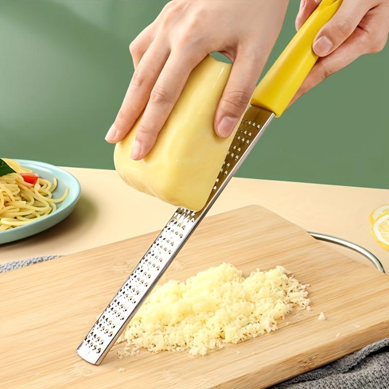 Rallador de queso de acero inoxidable para cocina - Rallador de limón profesional de metal inoxidable con mango ergonómico - Rallador plano de mano para queso