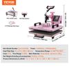 Heißpresse 12x15 in 5 in 1 mit 30oz Becherpresse T-Shirts Rosa