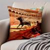 Spanish Running of the Bulls Cushion Cover Pillowcase Antidustmite Invisible Zipper Short Plush Sofa Cushion