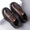 Men's British Style Thick-Soled Crocodile Pattern Leather Shoes - Versatile Non-Slip Casual Footwear
