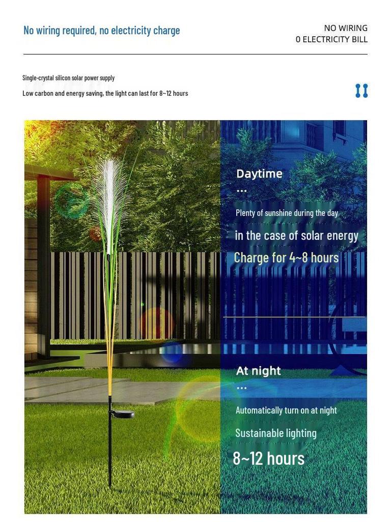 LED Solar Reed Garden Light for Outdoor Decor