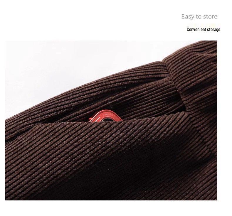 Women's Plus Velvet High Waist Midi Skirt - A-Line, Drawstring Elastic Waist, Straight Hem, Hip-Hugging, Autumn/Winter 2025