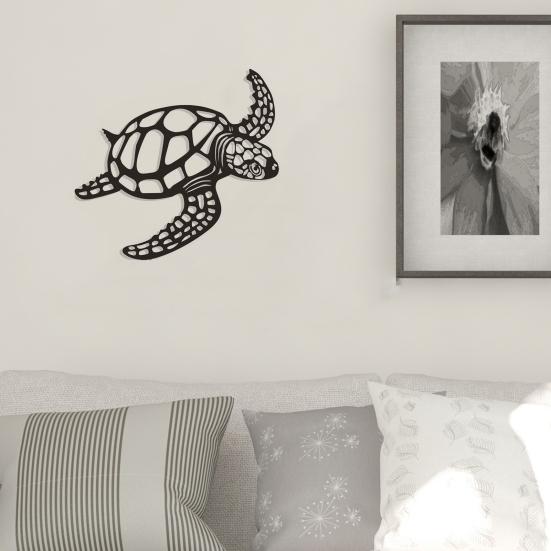 Metalen Schildpad Wanddecoratie Zwarte Zee Schildpad Wandkunst Ornament Kust Wanddecoratie voor Strandhuis Oceaan Thema Kamer Decor