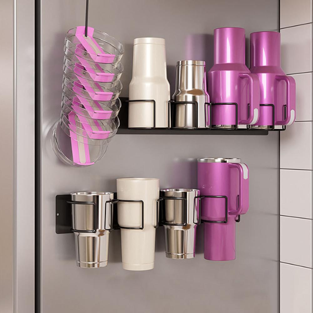 Kitchen Cup Storage Rack Water Bottle Holder For Refrigerator Magnetic Cup Storage Organizer Holder For Stanley Tumbler Lid G8S1