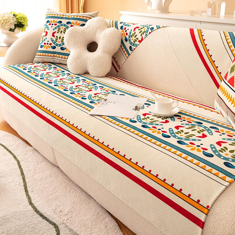 Sofa-Kissen im nordischen Stil Vier Jahreszeiten Universal Rutschfester Bezug Bezug All-Inclusive Sitzkissenbezug Handtuch Einfach Verdickt Universal