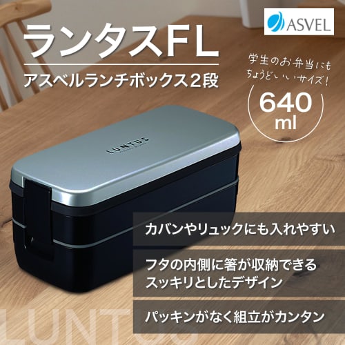 Asvel "Lantas FL" Lunch Box with Two-Tier Back, Silver, SS-T640