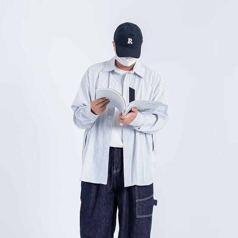 2024 Bokstaver Langermet Skjorte Japansk Hong Kong Stil Ins Løs Skjorte Gutter Sommer Trendy Allsidig Avslappet Kåpe