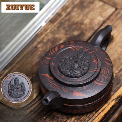 250ml Handmade Yixing Purple Clay Teapots Handmade Avalokitesvara Lid Pot Raw Ore Twist Mud Kettle Zisha Tea Set Tea Ceremony