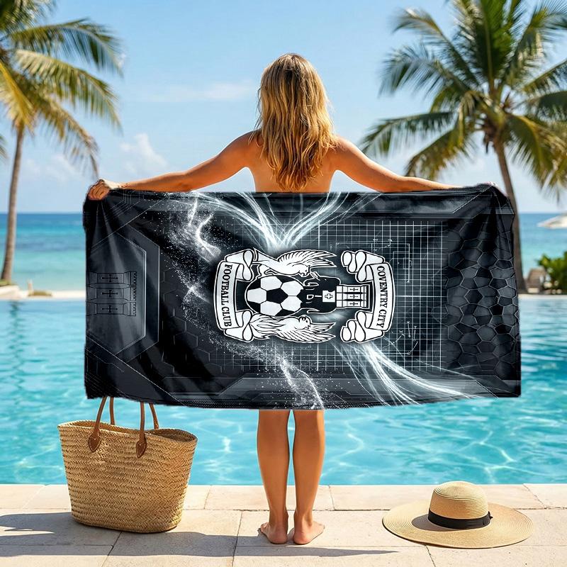 Coventry City Futbol Plaj Havlusu Yumuşak Mikrofiber Yaz Havlusu Hızlı Kuruyan Emici Havlu Plaj Yüzme Havuzu Seyahat İçin