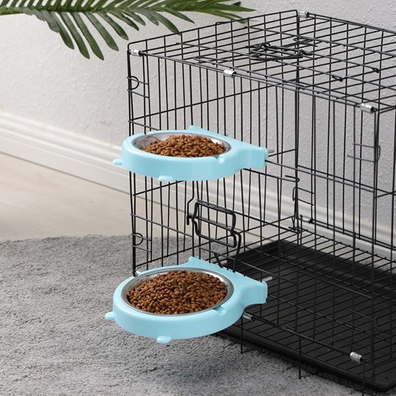 Removable Stainless Steel Pet Bowls for Cages Coops Cup Food & Water Feeder for Small Animals Watering Feeding 2Packs
