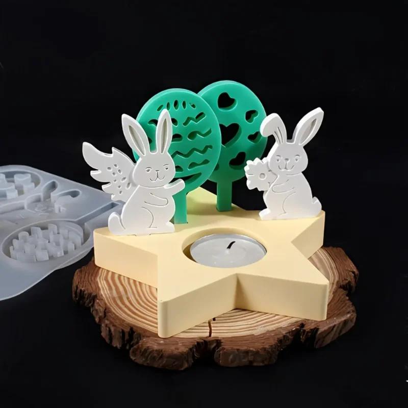 Top Quality Easter Bunny Egg Silicone Mold | Resin Gypsum Candle Handicraft Gift for Festival Decoration Home Desktop Atmosphere