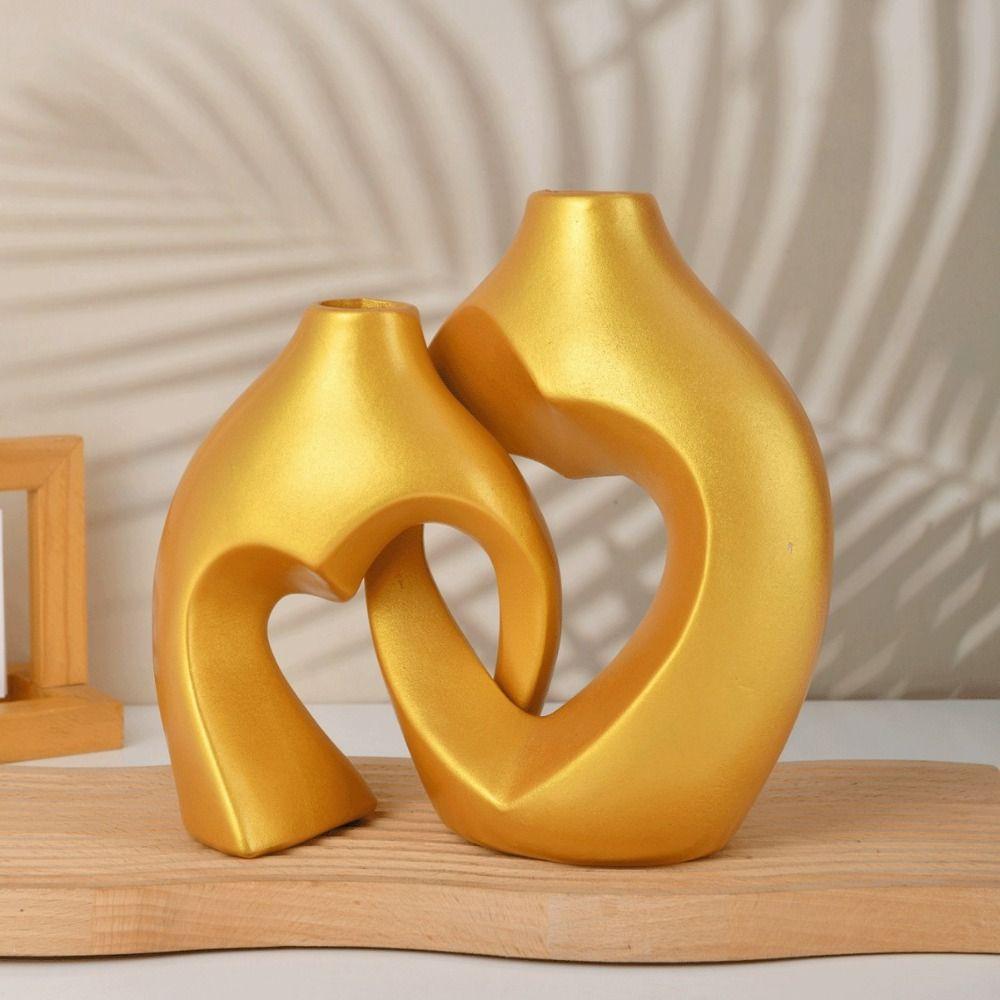Resin Heart Vase Modern Flower Utensils Desktop Ornament Flower Pot  Office