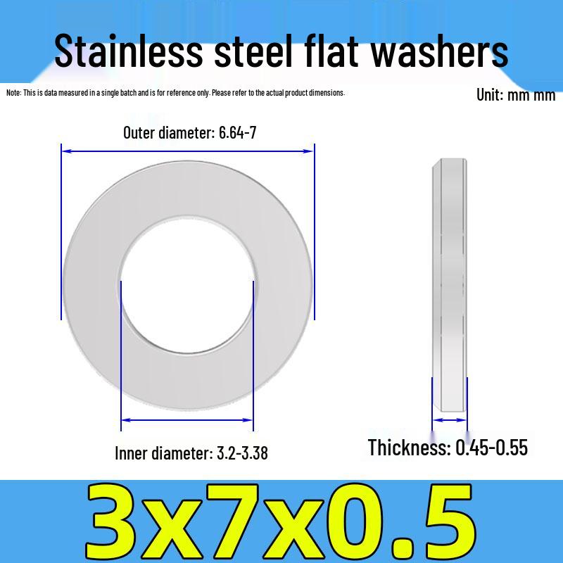 Jinguying Stainless Steel Flat Washer 201/304/316 Standard Size, No Burrs (GB97/DIN125)