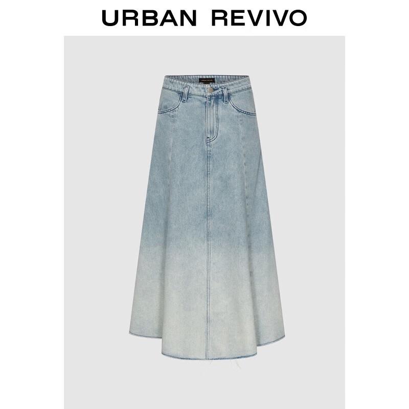 UR Women s Retro Gradient Washed Denim A-Line Skirt S
