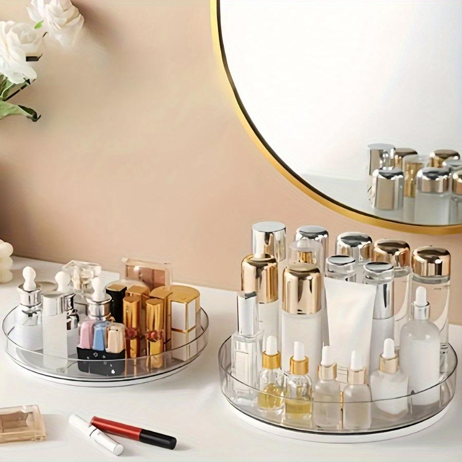 Clear Plastic Rotating Storage Basket, Multi-Purpose Storage Tray for Bathroom, Kitchen Spice Rack, Cosmetic Rack, Storage Shelf