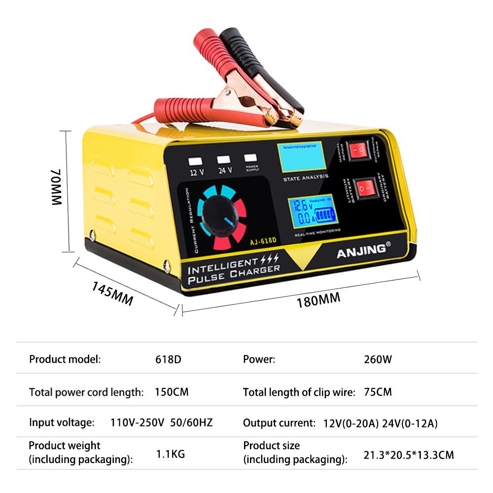 Smart Pulse Repair Car Battery Charger 12V/24V Universal with Start-Stop Function
