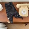 Artistic wear, Korean literary and artistic small silk scarves, ramie neck protectors, decorative floral head scarves, wide streamer tied silk scarves
