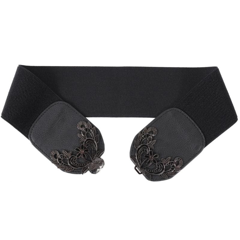 PU Leder Taillenband Elastischer Taillenformer für Damen Mädchen Stilvoller Breiter Gürtel Taillenornament für Modische Dame