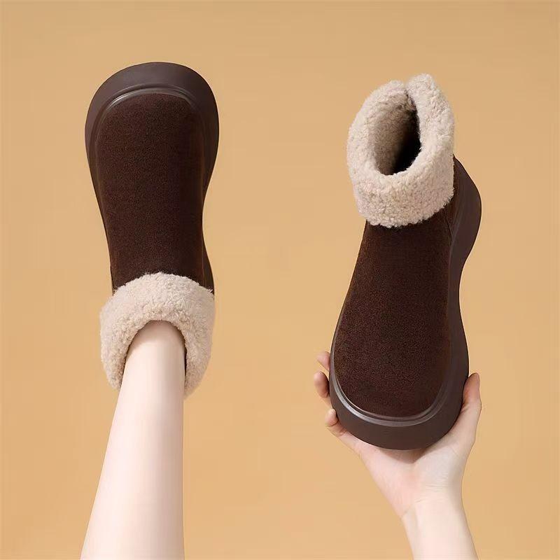 

Женские меховые зимние легкие ботинки на толстой подошве с меховой отделкой и теплым верхом, нескользящие, износостойкие, повседневные кроссовки, хлопковые ботинки 40 кофейный