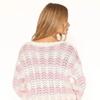 Womens Pink White Gradient Knit Sweater One Shoulder Flared Sleeve Pure Style Loose Fit