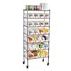 7-Tier Rolling Bin Storage Rack, 24 Small Bins, Bin Rack Storage Steel Wire Shelving System with Wheels, Mobile Tool Organizer for Garage, Warehouse,