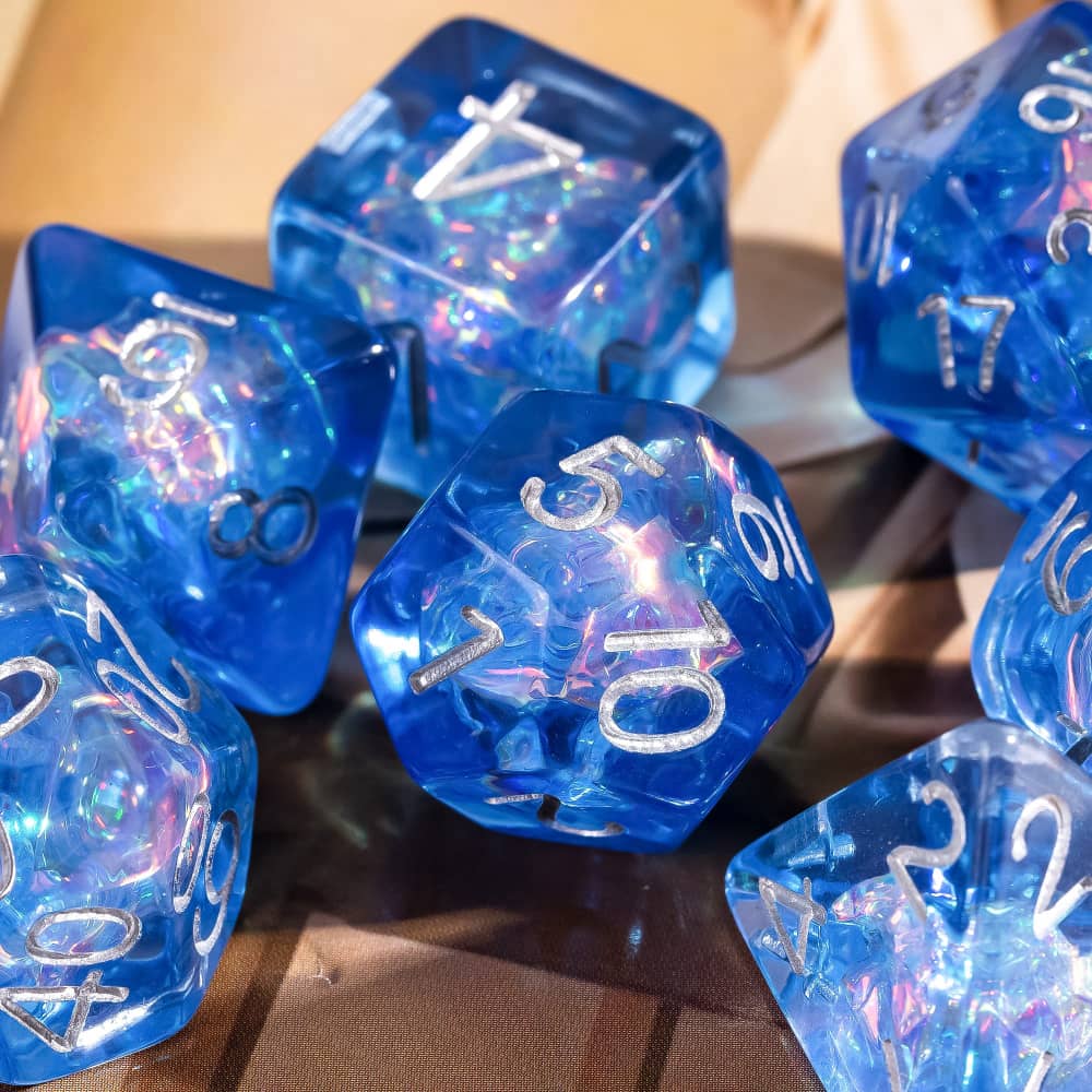 Cusdie Matte/Bright DnD Dice Set Flash Paper D4 D6 D8 D10 D% D12 D20 Polyhedral Dice for D&D Tabletop Role Playing Board Games