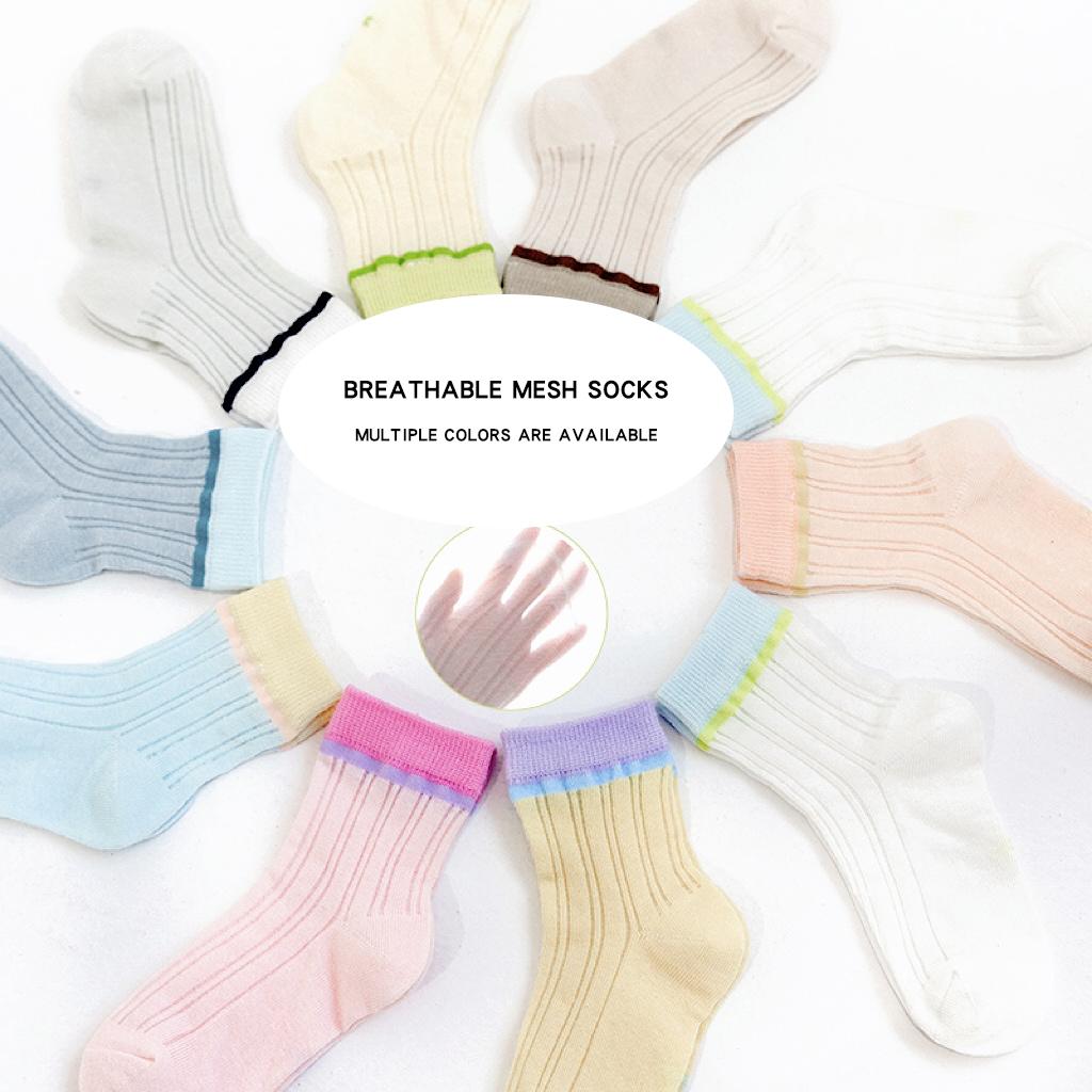 5/3 Pairs Mesh Dopamine Cotton Kids Socks Cool Breathable Lightweight Soft Comfortable Sports Half Socks For Child Boys Girls