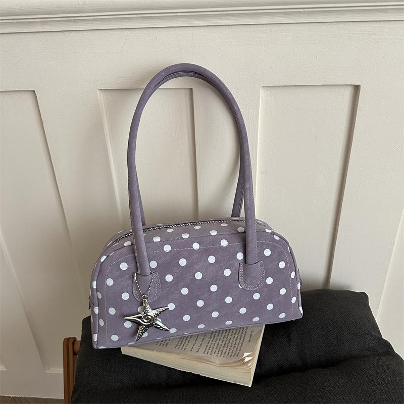 Niche Style Bowling Bag With Polka Dots, Fresh And Sweet Shoulder Bag, Commuting Fashion Trend, Armpit Pillow Bag