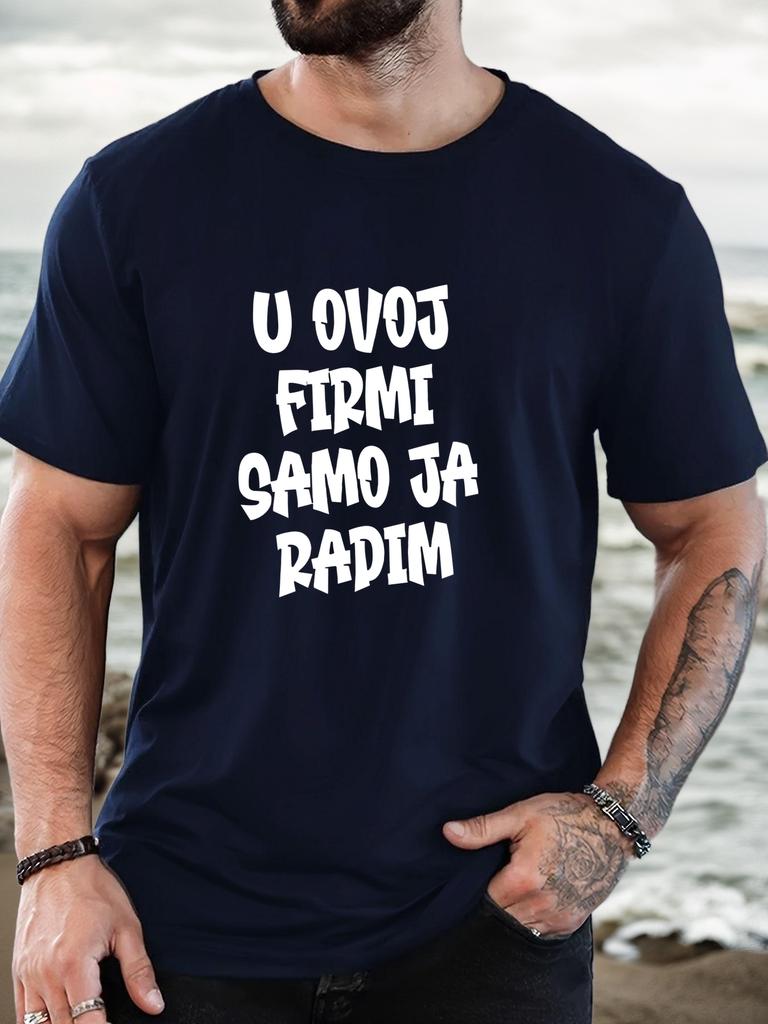 Fashion Unisexs Navy Basic Tee Playful Balkan Funny Work Text Art Print Light Round Neck Humor Street Vacation Daily Male Shirts