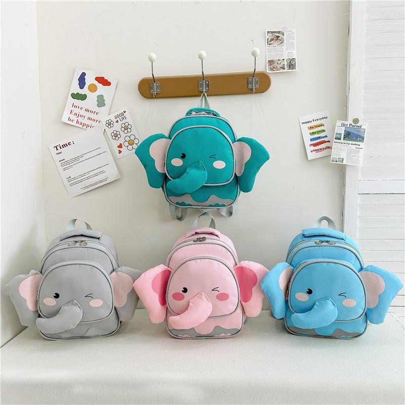 Cute Lightweight Elephant Children's Backpack For Boys And Girls Ages 3 To 6 In Blue Grey Pink And Green